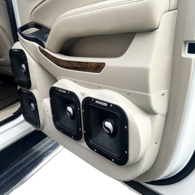 Rear Door Custom Speaker Pods for the 2015-2020 Cadillac EscaladeESV Chevrolet Suburban GMC YukonXL to hold Dual 7.0 in speakers for car audio installation upgrade