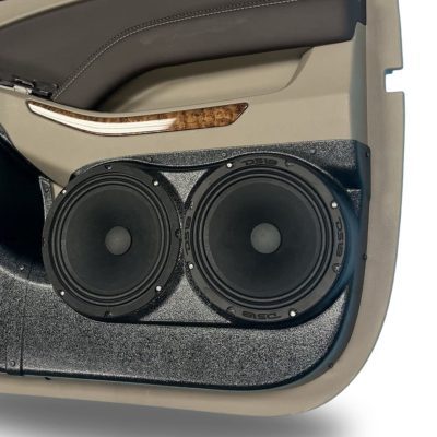 Rear Door Custom Speaker Pods for the 2015-2020 Chevrolet Suburban GMC YukonXL to hold Dual 8.0 in speakers for car audio installation upgrade