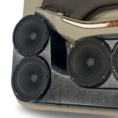 Rear Door Custom Speaker Pods for the 2015-2020 Chevrolet Suburban Chevrolet Tahoe GMC Yukon to hold Dual 8.0 in speakers for car audio installation upgrade