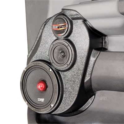 Front Door Custom Speaker Pods for the 2019-2025 Dodge Ram to hold 6.5 in and 3.5 in and 2.0 in speakers for car audio installation upgrade