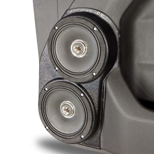 right ortho Speaker Upgrade for the Front Door of your 2019-2023 Chevrolet Silverado, GMC Sierra. Easy installation of a Dual 6.5" Midrange for the most powerful car stereo possible.