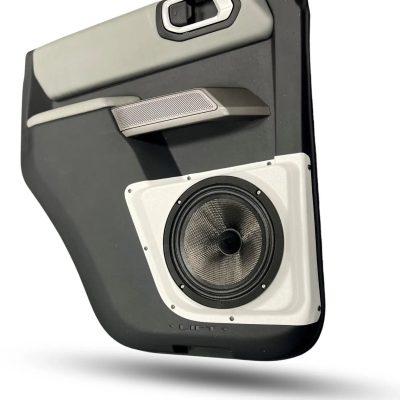 Rear Door Custom Speaker Pods for the 2021-2023 Ford Bronco to hold 8.0 in speakers for car audio installation upgrade