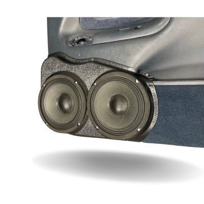 Front Door Custom Speaker Pods for the 1995-1999 Cadillac Escalade Chevrolet Silverado Suburban Tahoe GMC Sierra Yukon to hold Dual 8.0 in speakers for car audio installation upgrade