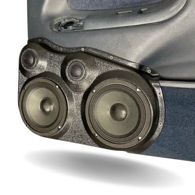 Front Door Custom Speaker Pods for the 1995-1999 Cadillac Escalade Chevrolet Silverado Suburban Tahoe GMC Sierra Yukon to hold Dual 6.5 in and Dual 2.0 in speakers for car audio installation upgrade