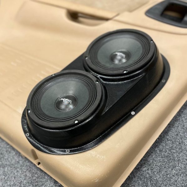 Rear Door Custom Speaker Pods for the 1998-2000 Dodge Dakota Durango to hold Dual 6.5 in speakers for car audio installation upgrade