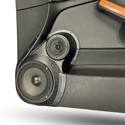 Front Door Custom Speaker Pods for the 1999-2004 Volkswagen Jetta to hold 6.5 in and 3.5 in speakers for car audio installation upgrade