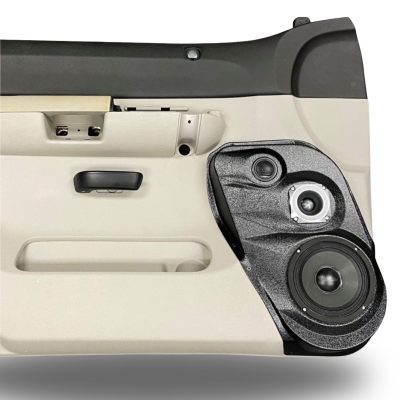 Front Door Custom Speaker Pods for the 2007-2009 Chevrolet Silverado GMC Sierra to hold 6.5 in and 3.5 in and 2.0 in speakers for car audio installation upgrade