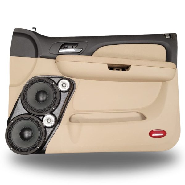 top center Speaker Upgrade for the Front Door of your 2007-2009 Chevrolet Tahoe, Suburban, Avalanche, Silverado. GMC Yukon, Sierra. Cadillac Escalade. Easy installation of a Dual 8" and Dual Tweeter for the most powerful car stereo possible.