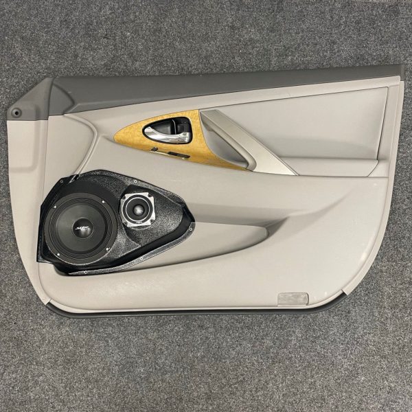 Front Door Custom Speaker Pods for the 2007-2011 Toyota Camry to hold 6.5 in and 3.5 in speakers for car audio installation upgrade