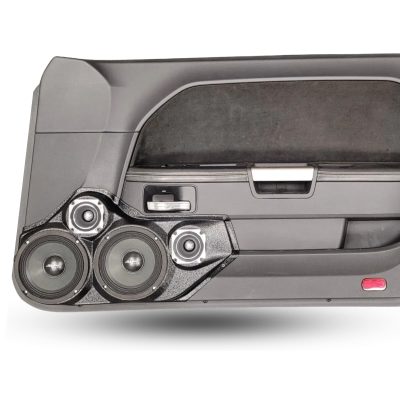 Front Door Custom Speaker Pods for the 2008-2014 Dodge Challenger to hold Dual 6.5 in and Dual 3.5 in speakers for car audio installation upgrade