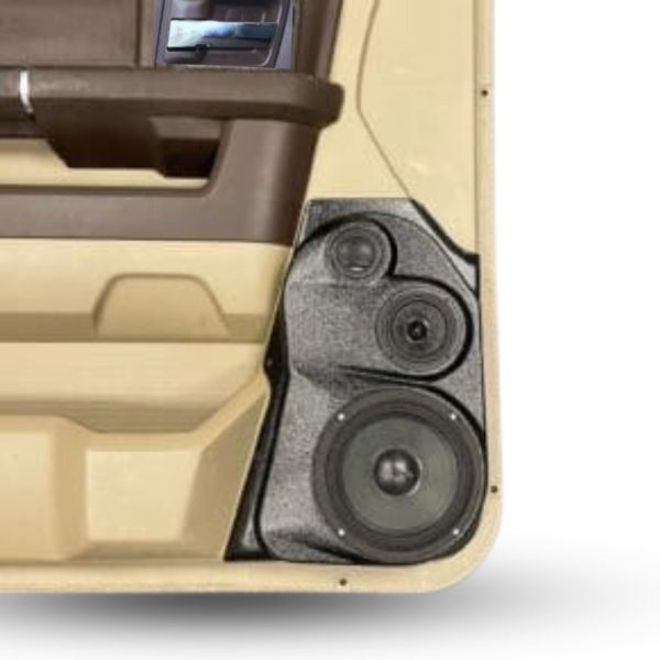 top center Speaker Upgrade for the Front Door of your 2009-2018 Dodge Ram 1500, 2500. 2019-2024 Dodge Ram 2500, 1500 Classic. Easy installation of a 6.5" Three Way Speaker System for the most powerful car stereo possible.