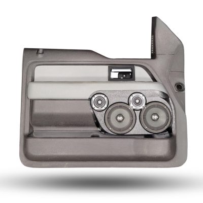 Front Door Custom Speaker Pods for the 2009-2014 Ford F-150 to hold Dual 6.5 in and Dual 3.5 in speakers for car audio installation upgrade