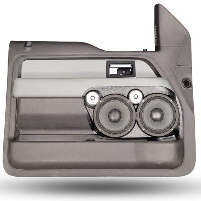 Front Door Custom Speaker Pods for the 2009-2014 Ford F-150 to hold Dual 8.0 in and Dual 2.0 in speakers for car audio installation upgrade