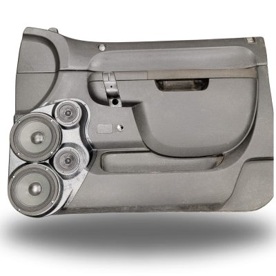 Front Door Custom Speaker Pods for the 2010-2013 Chevrolet Silverado GMC Sierra to hold Dual 6.5 in and Dual 3.5 in speakers for car audio installation upgrade