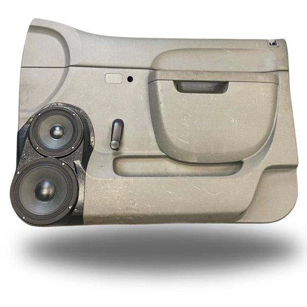 Front Door Custom Speaker Pods for the 2010-2013 Chevrolet Silverado GMC Sierra to hold 8.0 in and 6.5 in speakers for car audio installation upgrade