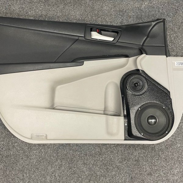Front Door Custom Speaker Pods for the 2012-2017 Toyota Camry to hold 6.5 in and 3.5 in speakers for car audio installation upgrade