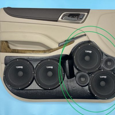 Front Door Custom Speaker Pods for the 2015-2020 Chevrolet Suburban Chevrolet Tahoe GMC Yukon to hold Dual 8.0 in and Dual 3.5 in speakers for car audio installation upgrade