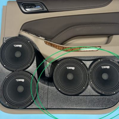 Rear Door Custom Speaker Pods for the 2015-2020 Chevrolet Suburban GMC YukonXL to hold Dual 8.0 in speakers for car audio installation upgrade