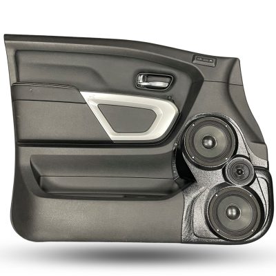 Front Door Custom Speaker Pods for the 2016-2024 Nissan Titan to hold Dual 6.5 in and 3.5 in speakers for car audio installation upgrade