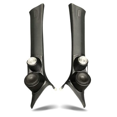 A-Pillar Custom Speaker Pods for the 2015-2018 Porsche Macan to hold 3.5 in and 2.0 in speakers for car audio installation upgrade
