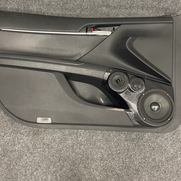 top center Speaker Upgrade for the Front Door of your 2018-2024 Toyota Camry. Easy installation of a 6.5" Three Way Speaker System for the most powerful car stereo possible.